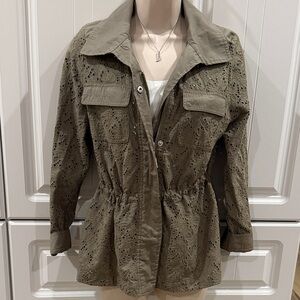 Olive Green Eyelet Women's Jacket